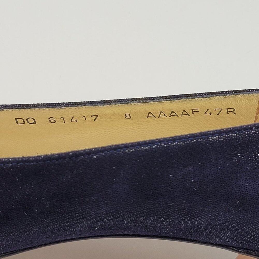 SALVATORE FERRAGAMO "Dublino" Pebble Suede Kid Leather Midnight Blue Size 8 AAAA - Picture 9 of 10